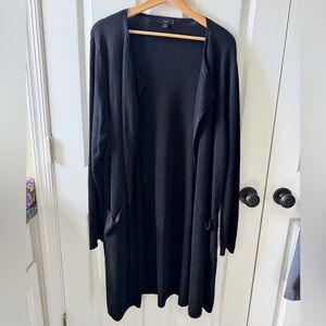 J. Crew Linen Blend Juliette Collarless Sweater Blazer Duster Cardigan Black XL